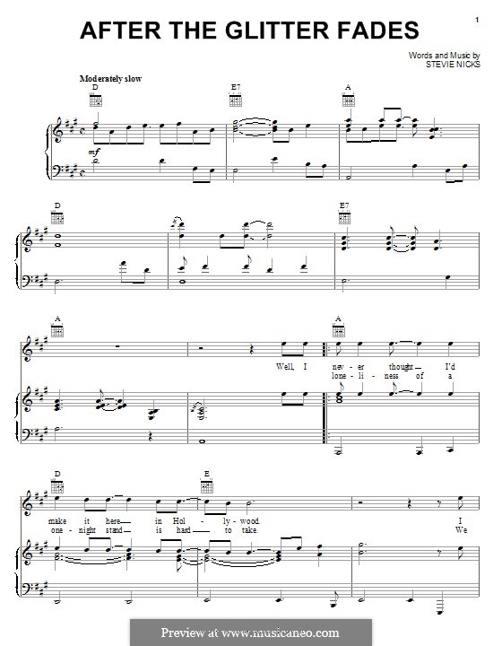 After the Glitter Fades by S. Nicks sheet music on MusicaNeo