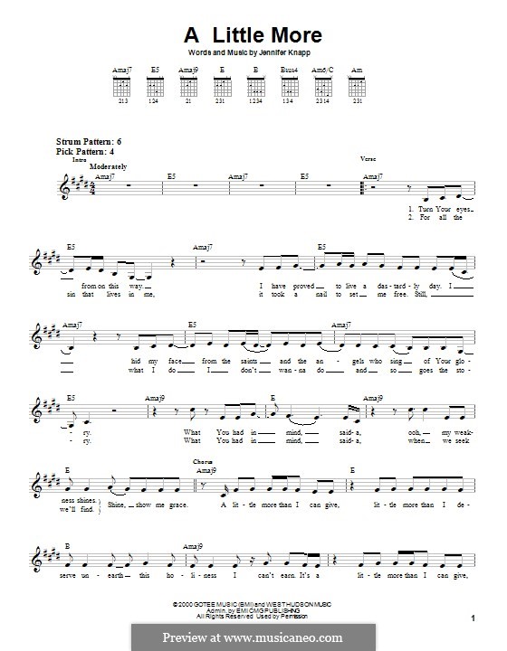 A Little More: For guitar with tab by Jennifer Knapp