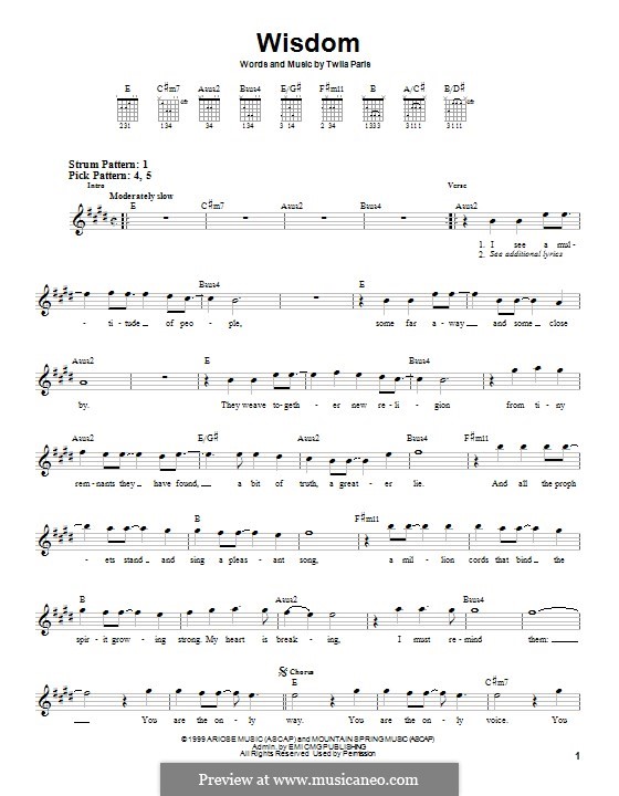 Wisdom: For guitar with tab by Twila Paris