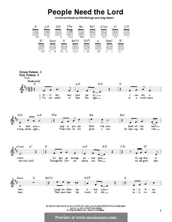 People Need the Lord: For guitar with tab by Greg Nelson, Phill McHugh