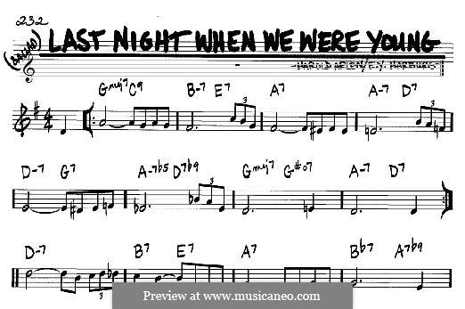 Last Night When We Were Young (Frank Sinatra): For any instrument by Harold Arlen