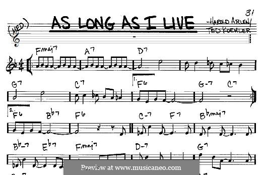 As Long as I Live: For any instrument by Harold Arlen