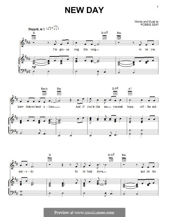 New Day (Robbie Seay Band): For voice and piano (or guitar) by Robbie Seay