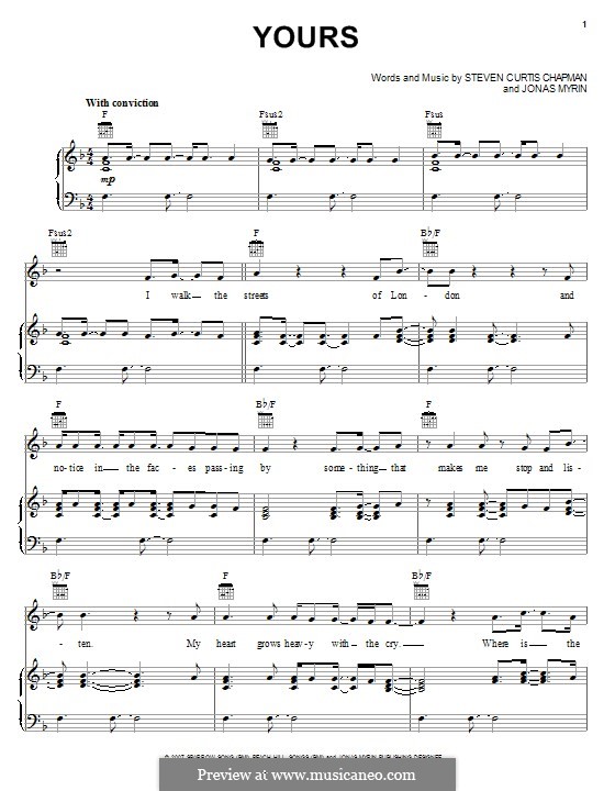 Yours: For voice and piano (or guitar) by Jonas Myrin, Steven Curtis Chapman