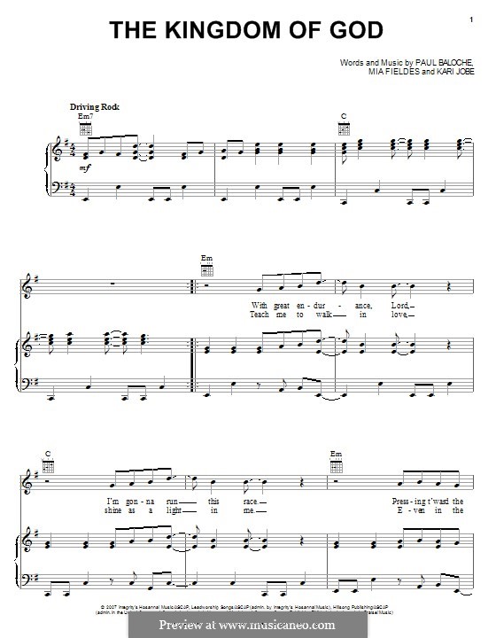 The Kingdom of God: For voice and piano (or guitar) by Mia Fieldes, Paul Baloche, Kari Jobe