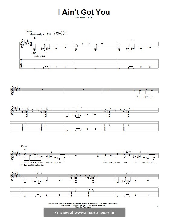 I ain't Got You: For guitar with tab (The Yardbirds) by Calvin Carter