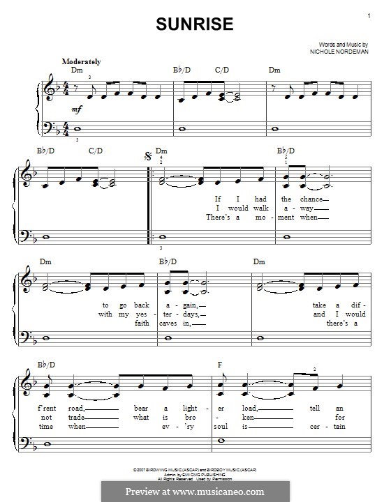 Sunrise: For piano by Nichole Nordeman