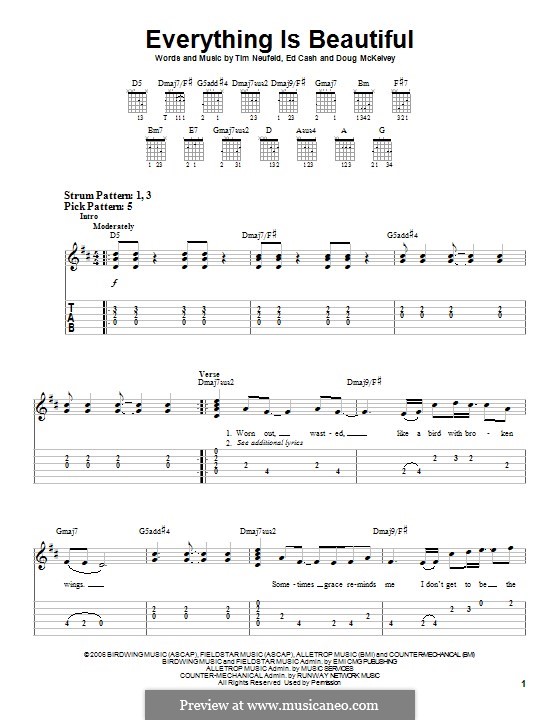 Everything is Beautiful (Starfield): For guitar with tab by Doug McKelvey, Ed Cash, Tim Neufeld