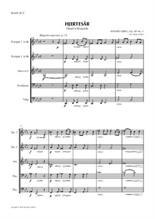 Two Elegiac Melodies, Op.34: No.1 Hjertesår, for Wind Quintet by Edvard Grieg