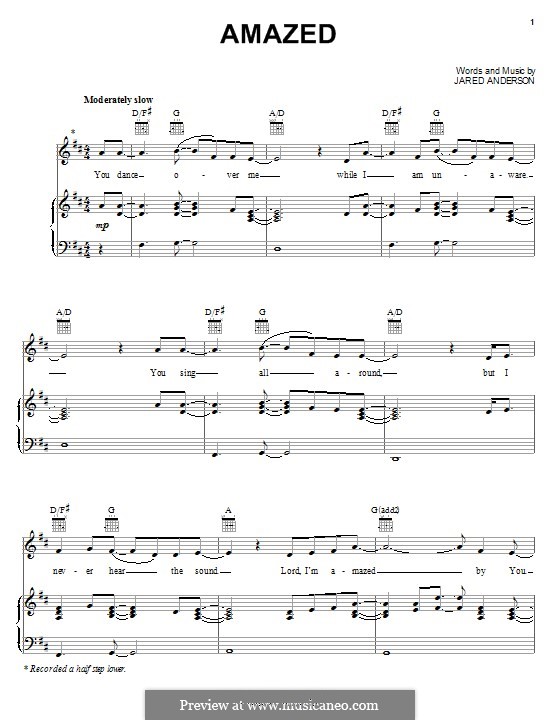 Amazed (Phillips, Craig & Dean): For voice and piano (or guitar) by Jared Anderson