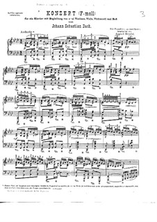 Complete Movements: Arrangement for piano by Johann Sebastian Bach