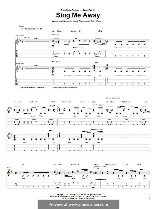 Sing Me Away (Night Ranger): For guitar with tab by Jack Blades, Kelly Keagy