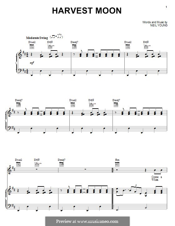 Harvest Moon: For voice and piano (or guitar) by Neil Young