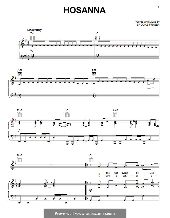 Hosanna: For voice and piano (or guitar) by Brooke Fraser