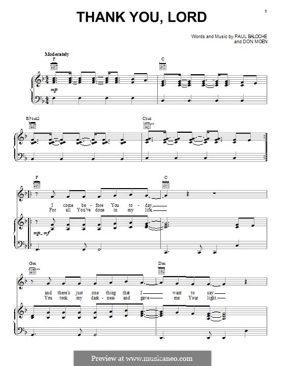 Thank You Lord By P Baloche D Moen Sheet Music On Musicaneo