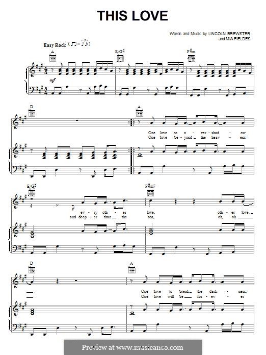 This Love: For voice and piano (or guitar) by Mia Fieldes, Lincoln Brewster