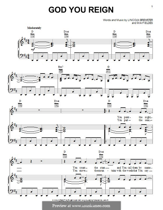 God You Reign: For voice and piano (or guitar) by Mia Fieldes, Lincoln Brewster