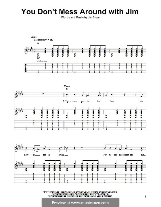 You don't Mess Around with Jim: For guitar with tab by Jim Croce