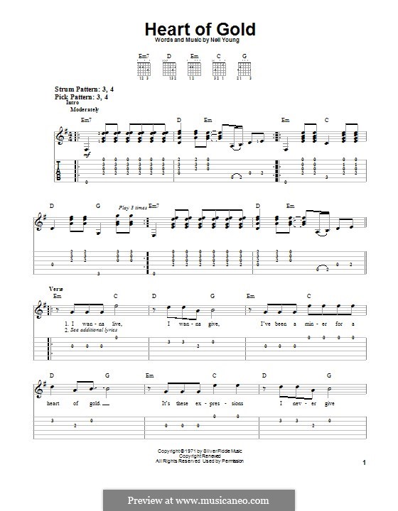 Heart of Gold: For guitar with tab by Neil Young