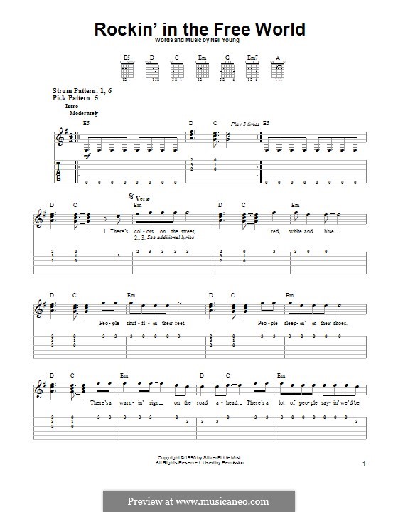 Rockin In The Free World By N Young Sheet Music On Musicaneo Rockin In The Free World By N Young Sheet Music On Musicaneo