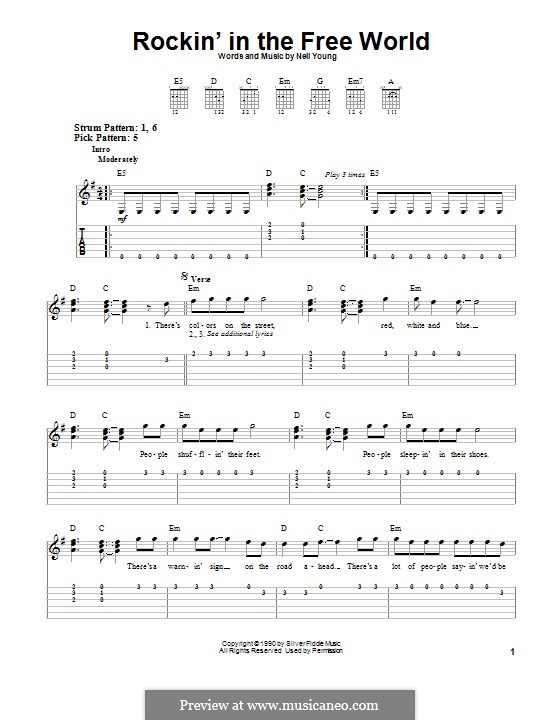 Rockin' in the Free World: For guitar with tab by Neil Young