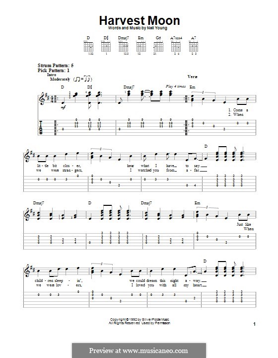 Harvest Moon: For guitar with tab by Neil Young