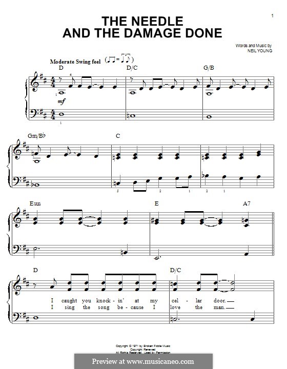 The Needle and The Damage Done by N. Young - sheet music on MusicaNeo