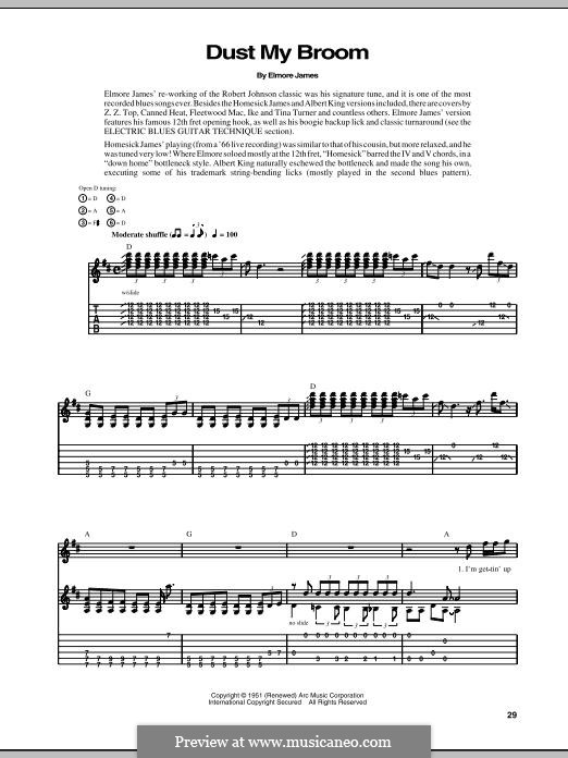 Dust My Broom by E. James, R.L. Johnson sheet music on MusicaNeo
