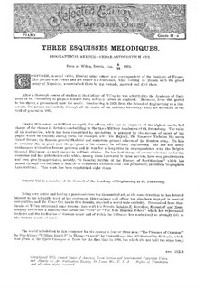 Trois esquisses mélodiques, Op.92: Trois esquisses mélodiques by César Cui