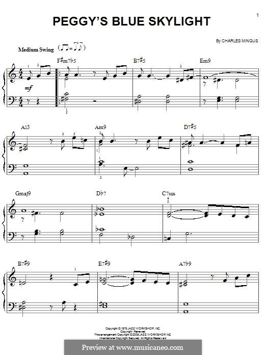 peggys blue skylight by c mingus sheet music on musicaneo charles mingus sheet music