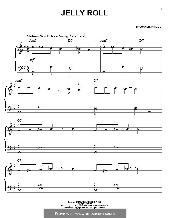 Jelly Roll by C. Mingus sheet music on MusicaNeo