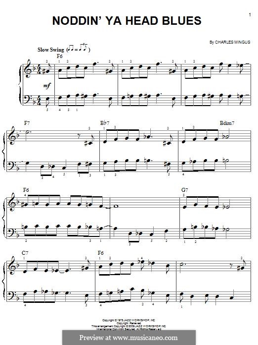 Noddin' Ya Head Blues: For piano by Charles Mingus