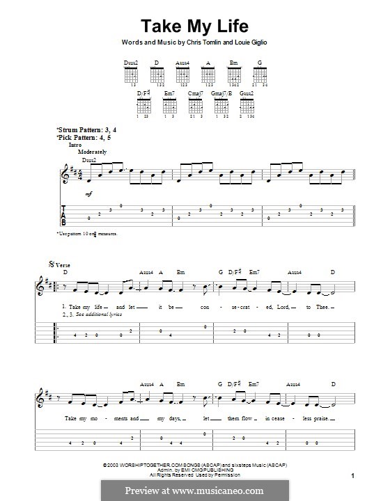 Take My Life: For guitar with tab by Chris Tomlin, Louie Giglio