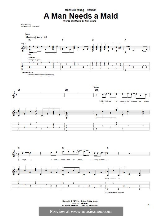 A Man Needs a Maid: For guitar with tab by Neil Young