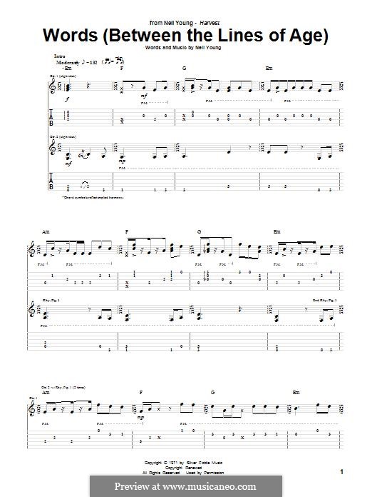 Words (Between the Lines of Age): For guitar with tab by Neil Young