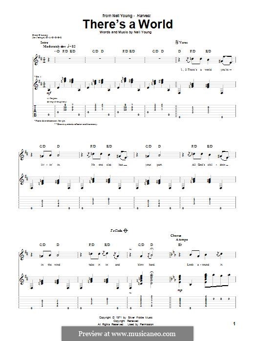 There's a World: For guitar with tab by Neil Young