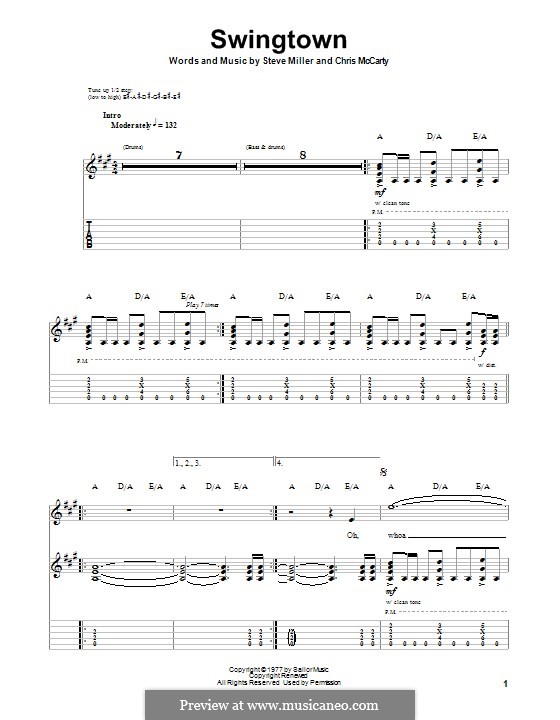 Swingtown (The Steve Miller Band): For guitar with tab by Steve Miller, Chris McCarty