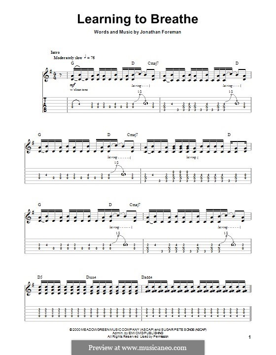 Learning to Breathe (Switchfoot): For guitar with tab by Jonathan Foreman