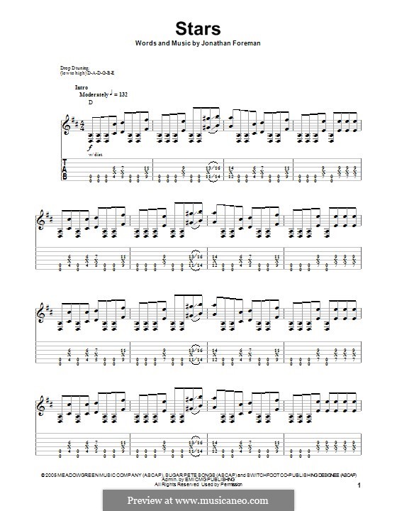 Stars (Switchfoot): For guitar with tab by Jonathan Foreman