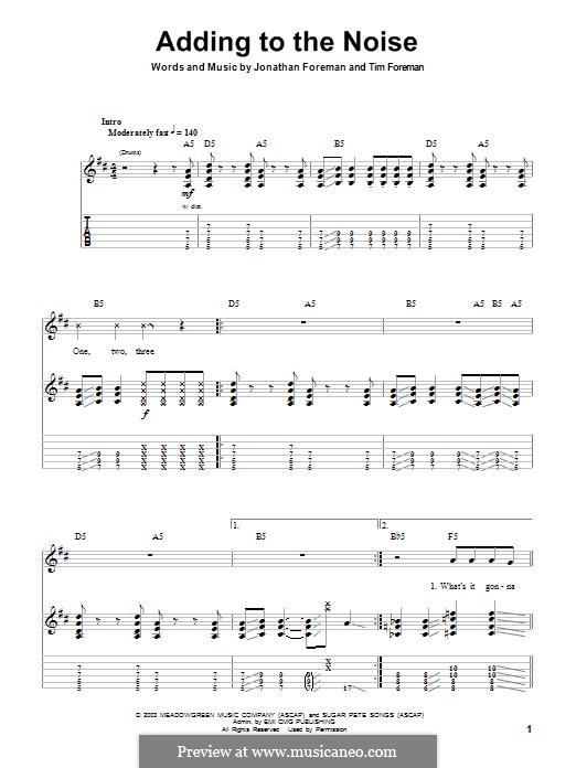 Adding to the Noise (Switchfoot): For guitar with tab by Jonathan Foreman, Tim Foreman