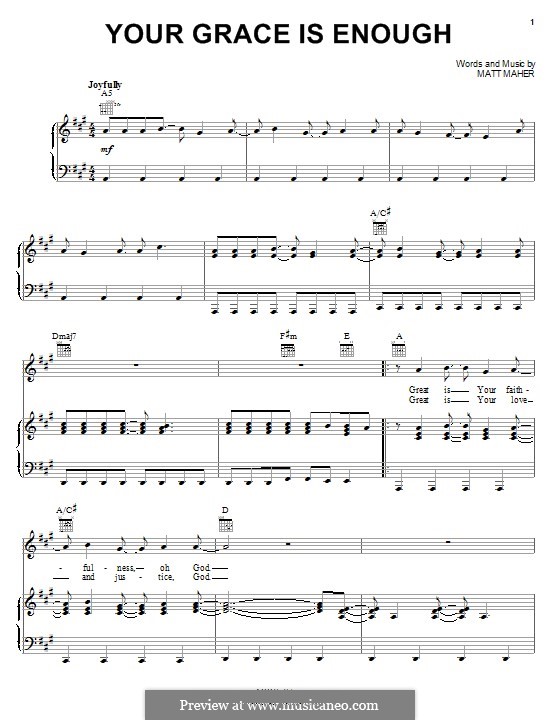 Your Grace is Enough by M. Maher sheet music on MusicaNeo