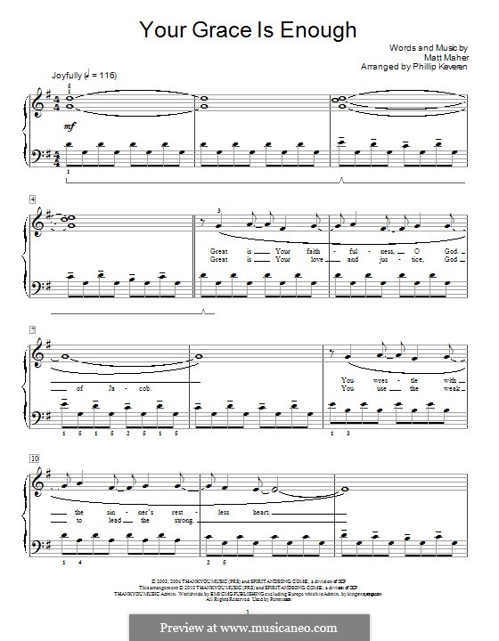 Your Grace is Enough by M. Maher sheet music on MusicaNeo