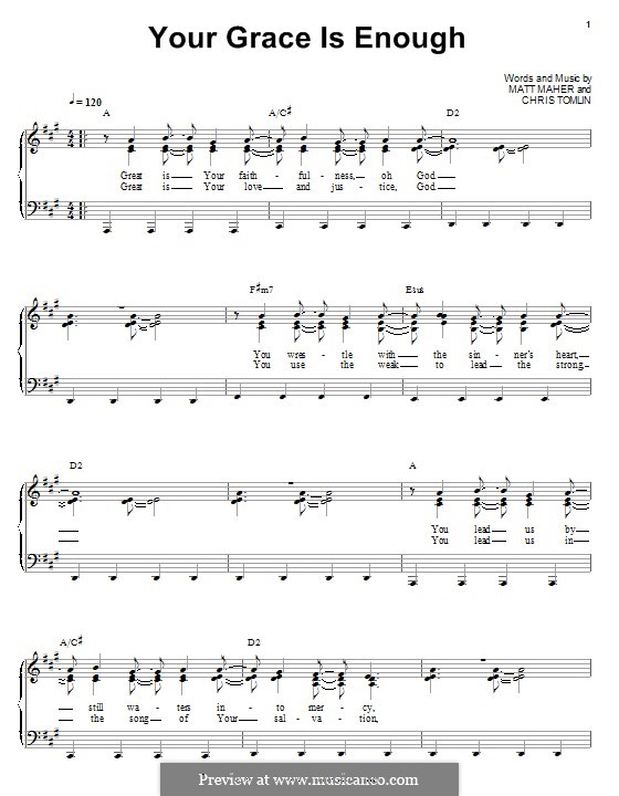 Your Grace is Enough by M. Maher sheet music on MusicaNeo