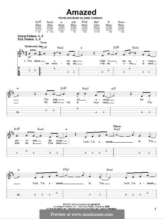 Amazed (Phillips, Craig & Dean): For guitar with tab by Jared Anderson