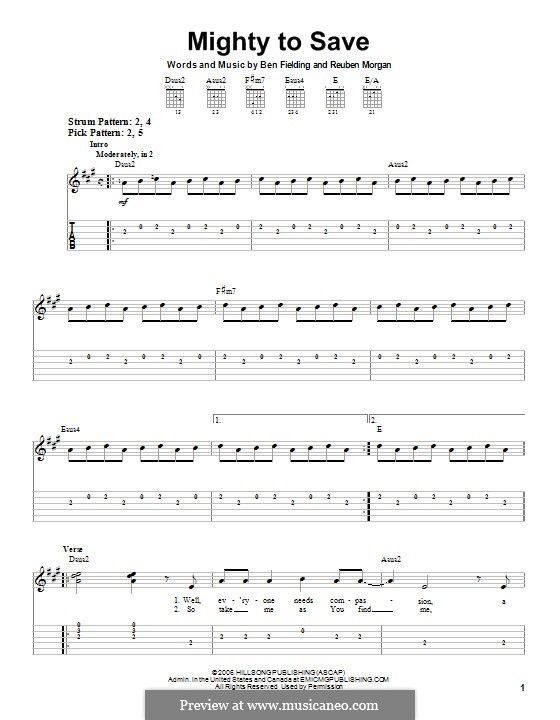Mighty to Save (Hillsong UNITED): For guitar with tab by Ben Fielding, Reuben Morgan