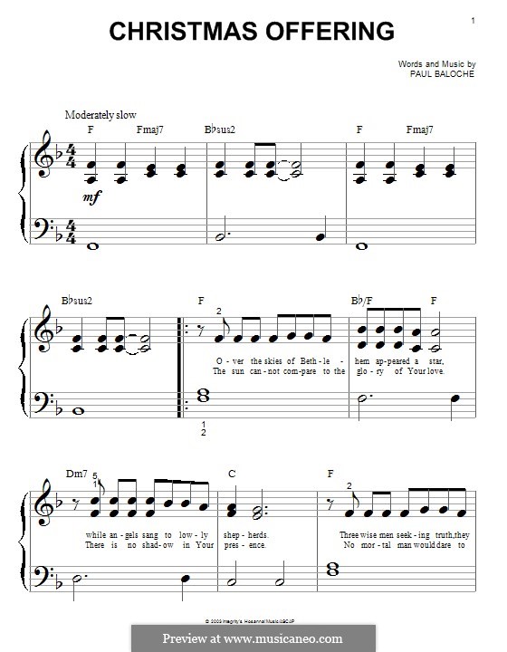 Christmas Offering (Casting Crowns): For piano by Paul Baloche