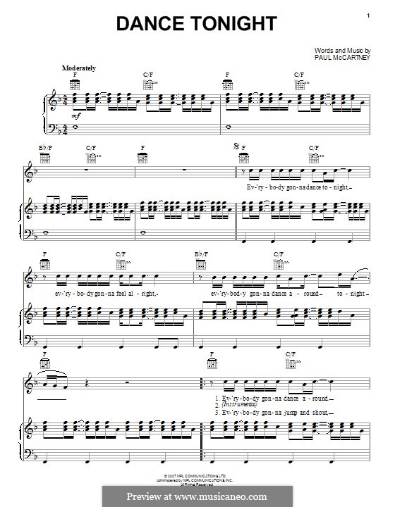 Dance Tonight: For voice and piano (or guitar) by Paul McCartney