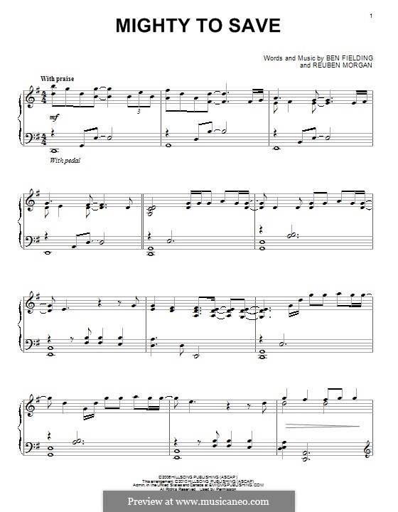Mighty to Save (Hillsong UNITED): For piano by Ben Fielding, Reuben Morgan