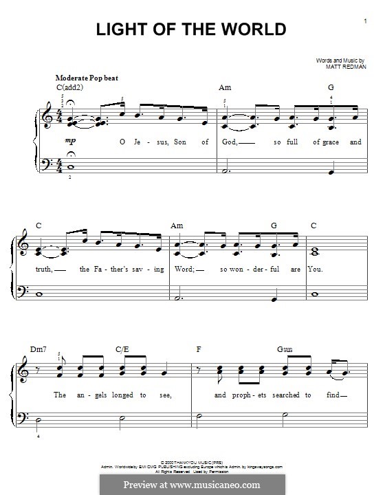 Light of the World: For piano by Matt Redman