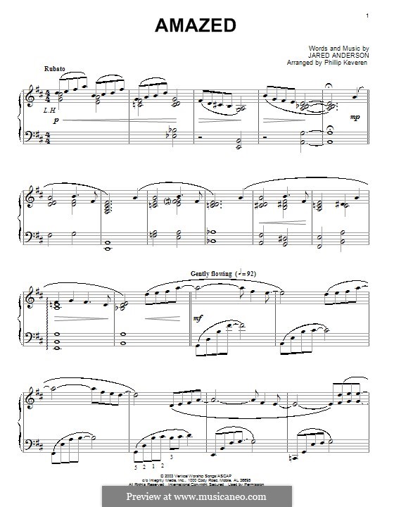 Amazed (Phillips, Craig & Dean): For piano by Jared Anderson